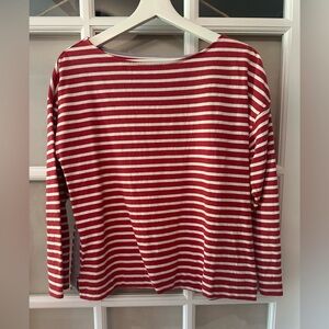 Vineyard Vines Red and White Long Sleeve Boxy Tee
